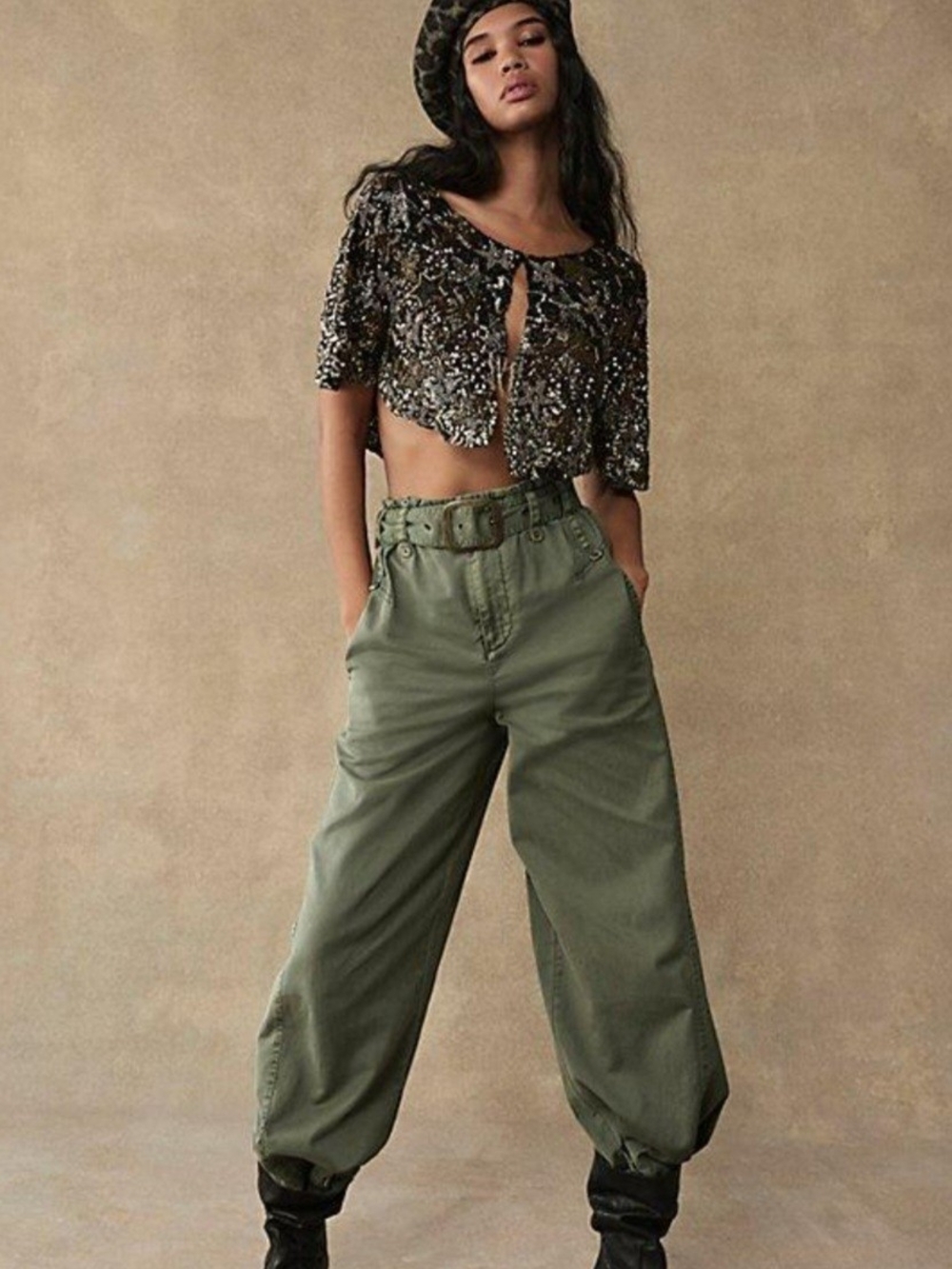 Free People Sloane Belted Wide Leg Baggy Pants NWT